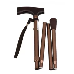   Összecsukható aluminium járóbot műanyag fogantyúval, barna