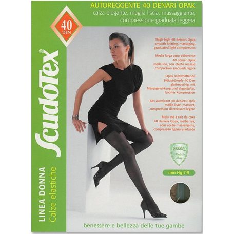 S-463 Scudotex combharisnya 40 den csipke berakással, csúszásgátló szilikon tapadócsíkkal Nero