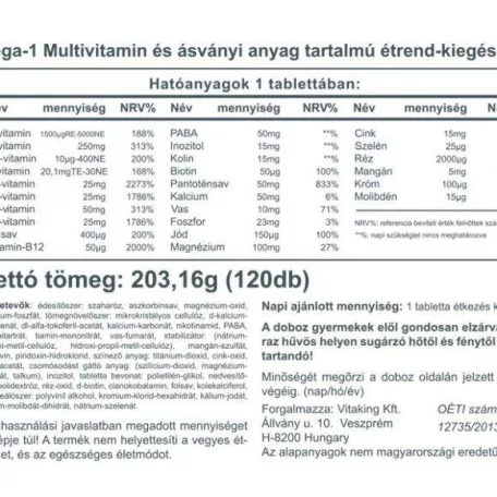 Vitaking Mega-1 Family multivitamin 120 darabos