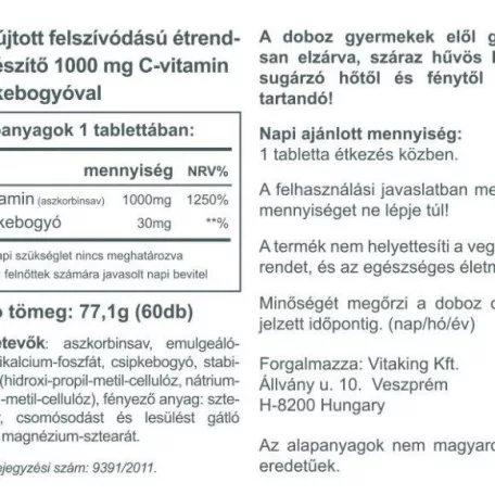Vitaking C-1000 TR csipkebogyóval 60 tabletta