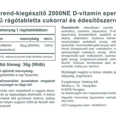 Vitaking D-2000 IU vitamin eperrel 90 tabaletta